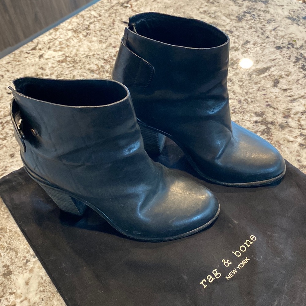 Rag & Bone Black Leather Booties- Newbury